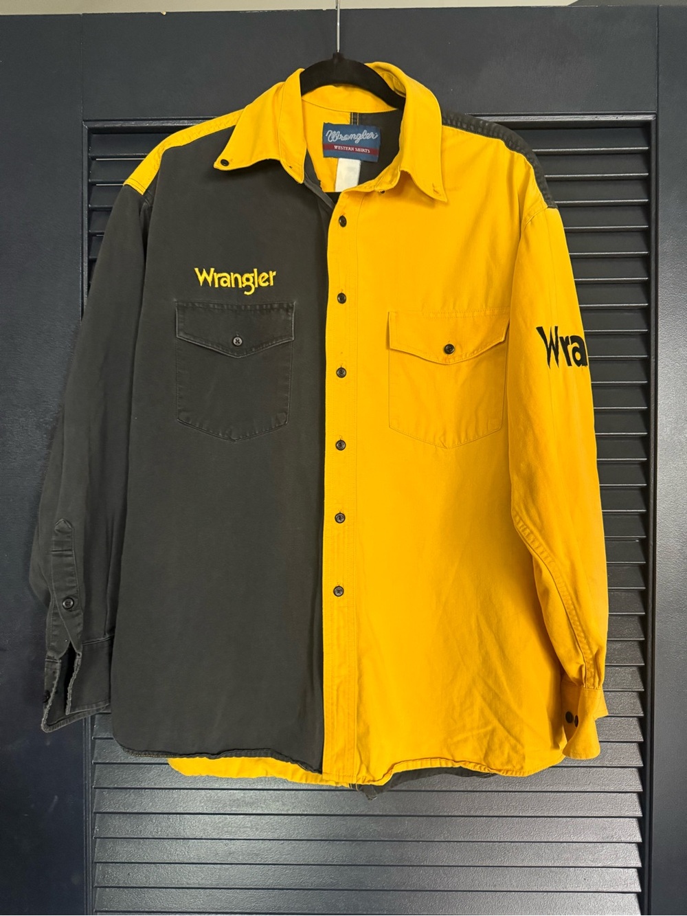 Vintage Wrangler Yellow Black Western Colorblock Shirt